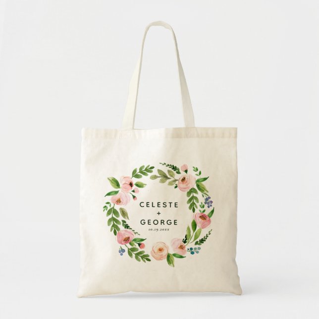 Tote Bag Mariage de couronnes à fleurs rose pâle (Devant)