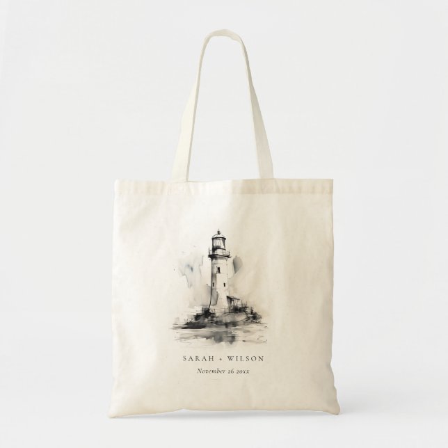 Tote Bag Mariage de croquis noir et blanc (Devant)