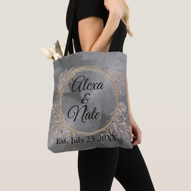 Tote Bag Mariage de  de couronne fleurie de plumes chic (De près)