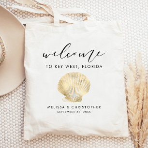 Tote Bag Mariage de Destination Bienvenue Or Coquille Saint