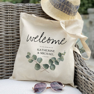 Tote Bag Mariage de feuille d'eucalyptus bienvenue