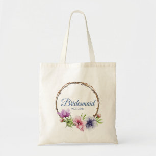 Tote Bag Mariage de fleurs d'anémone aquarelle