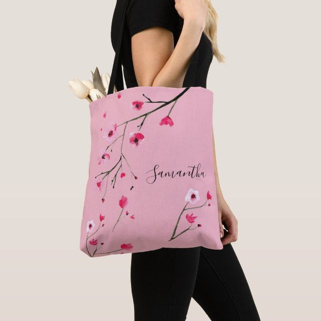 Tote Bag Mariage de fleurs de cerisier rose (De près)
