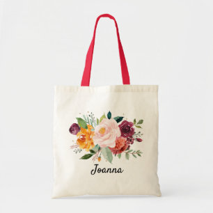 Tote Bag Mariage de fleurs florales de Bourgogne d'automne