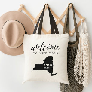 Tote Bag Mariage de la Silhouette de l'Etat de New York Bie
