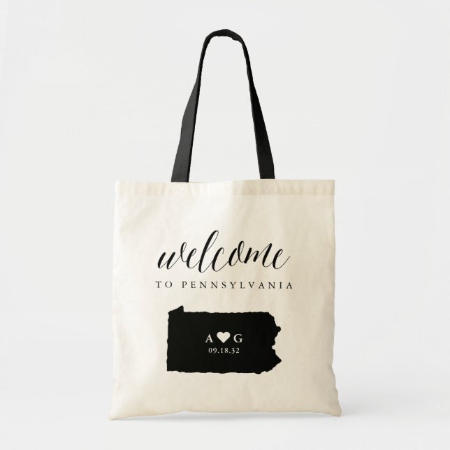 Tote Bag Mariage de la Silhouette de l'État de Pennsylvanie (Devant)
