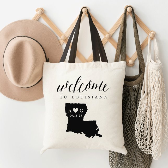 Tote Bag Mariage de la Silhouette de Louisiane Bienvenue Fo (Créateur téléchargé)