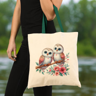 Tote Bag Mariage de l'amour de la chouette mignonne et de l