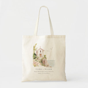 Tote Bag Mariage de l'église catholique de l'aquarelle côti