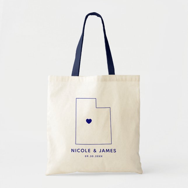 Tote Bag Mariage de l'Utah Welcome Bag Map Fourre-tout, ble (Devant)