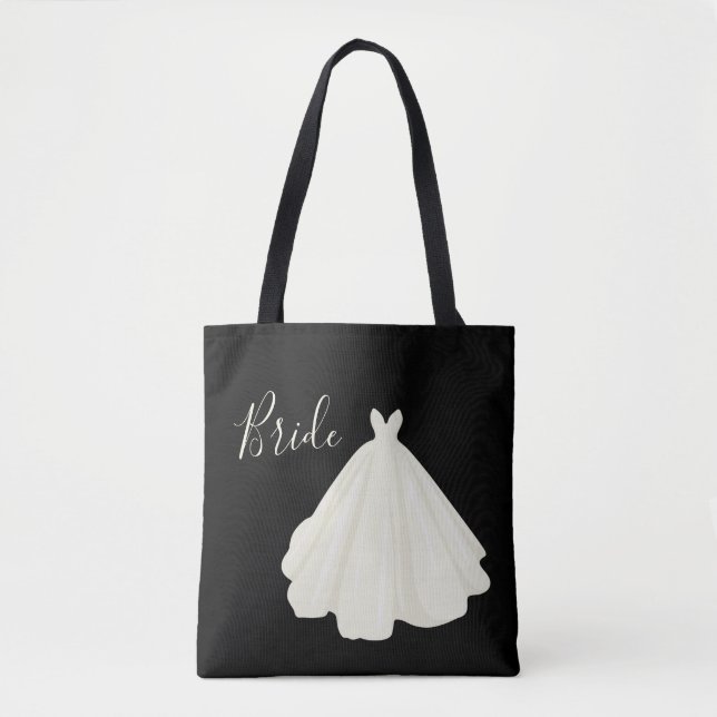 Tote Bag Mariage de mariée Script noir blanc chic (Devant)