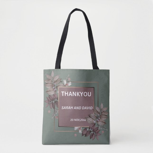 Tote Bag Mariage de "Merci" Floral Fourre-tout (Devant)