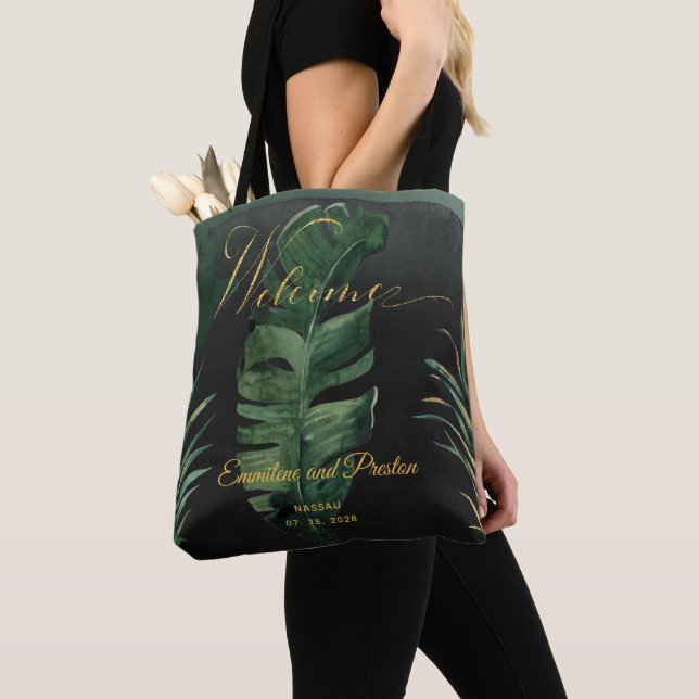 Tote Bag Mariage de palme Tropical Bienvenue cadeau de l'in (De près)