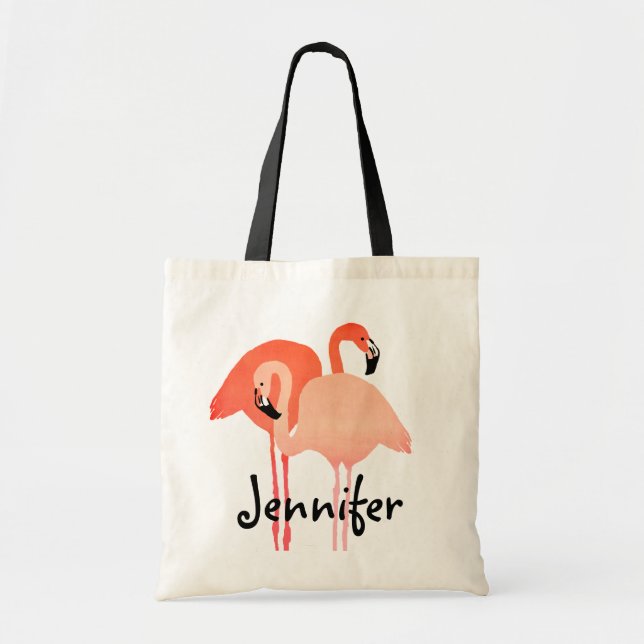 Tote Bag Mariage de plage de Flamants roses roses (Devant)