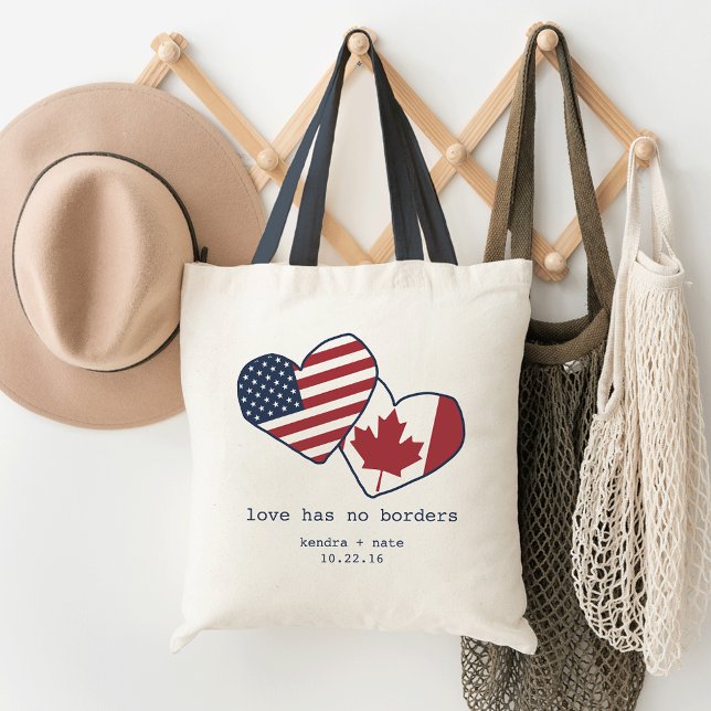 Tote Bag MARIAGE des drapeaux cardiaques des États-Unis et  (Créateur téléchargé)