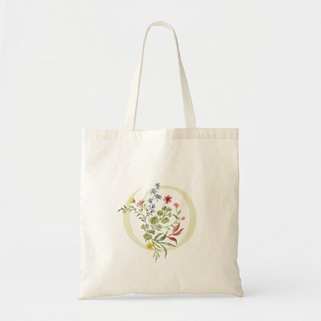 Tote Bag mariage d'été fleuri O monogramme Fête des mariées (Devant)
