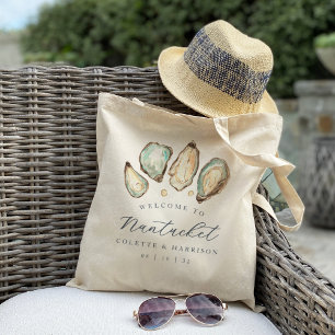 Tote Bag Mariage d'huîtres d'aquarelle côtière