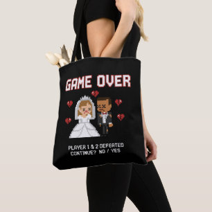 Tote Bag Mariage drôle de joueur rétro "Game Over" en pixel