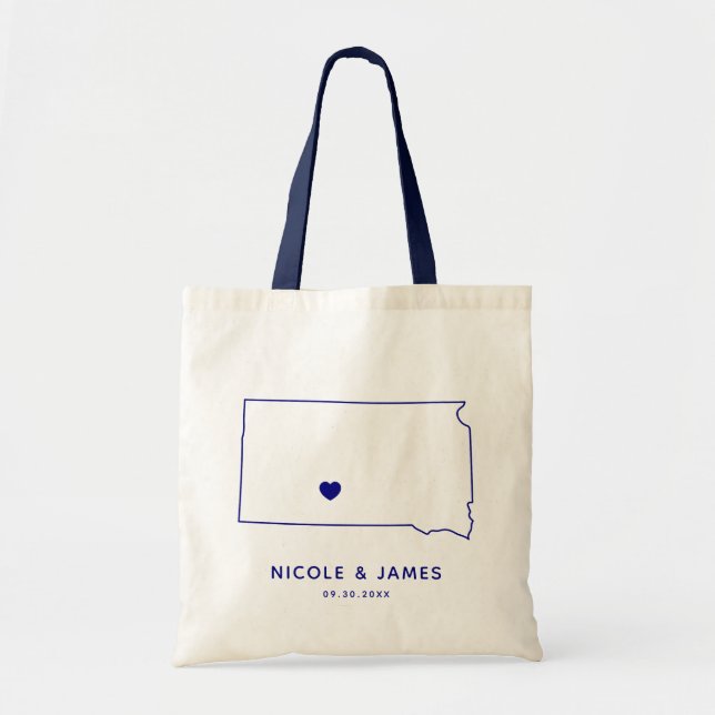 Tote Bag Mariage du Dakota du Sud Welcome Bag Map Fourre-to (Devant)