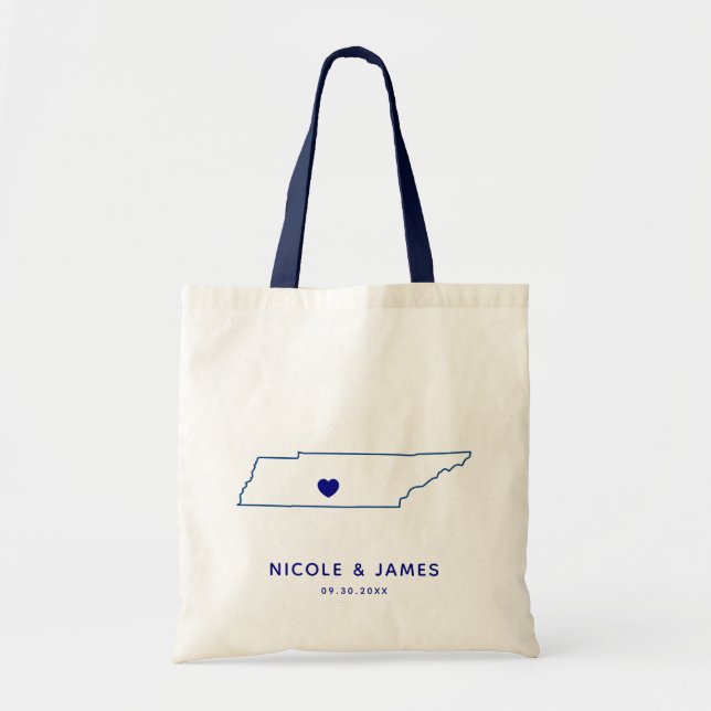 Tote Bag Mariage du Tennessee Welcome Bag Map Fourre-tout,  (Devant)