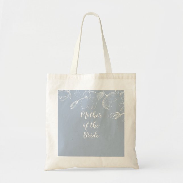 Tote Bag Mariage Dusty Blue White Magnolias (Devant)