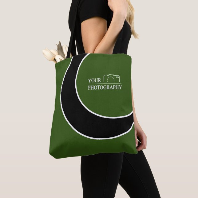 Tote Bag Mariage élégant Ajouter photo personnalisée Vert (De près)