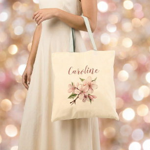 Tote Bag Mariage élégant aux fleurs de cerisier rose tendre