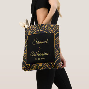 Tote Bag Mariage élégant Black Gold Stylish Personnaliser