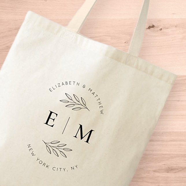 Tote Bag Mariage Élégant Chic Moderne Simple Chic Monogramm (Créateur téléchargé)