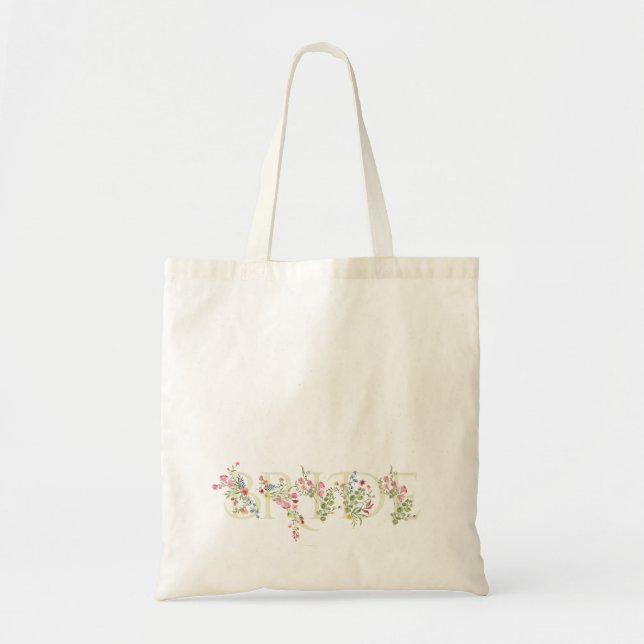 Tote Bag mariage élégant floral printemps MARIÉE enterremen (Devant)
