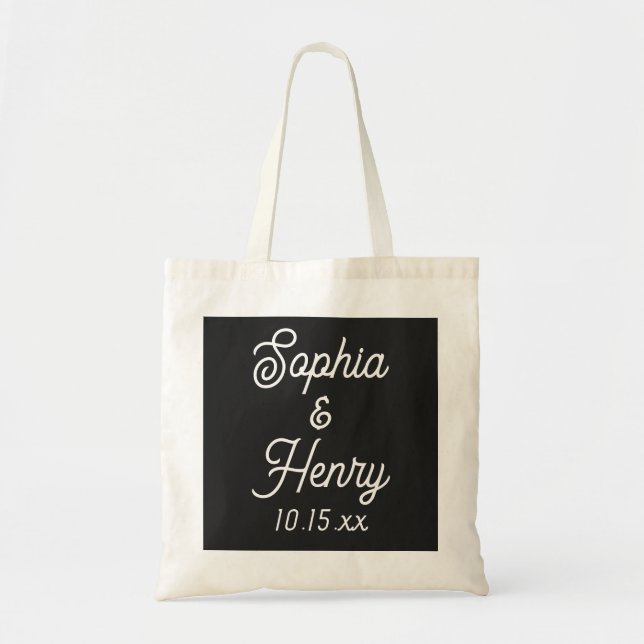 Tote Bag Mariage Élégant Script Noir Typographie moderne (Devant)