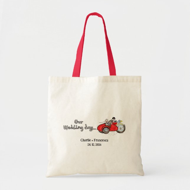 Tote Bag Mariage en moto et side-car (Devant)