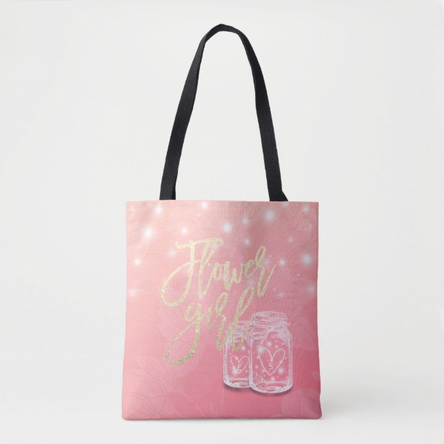 Tote Bag Mariage Faveurs Fleur Fille Mason Jar String lumiè (Devant)