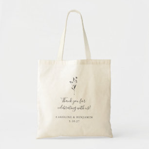 Tote Bag Mariage floral  blanc Boho Merci personnalisé