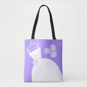 Tote Bag Mariage Gown Purple Bride Groom texte retour