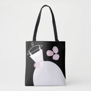 Tote Bag Mariage Gown rose noir pastel retour