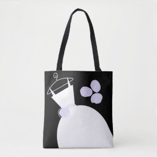 Tote Bag Mariage Gown violet mère mariée noir texte pastel