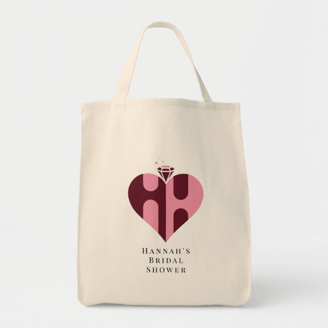 Tote Bag Mariage Luxueux Romantique Monogramme HH (Devant)