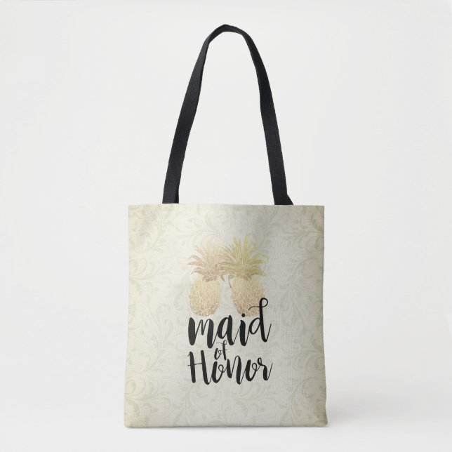 Tote Bag Mariage Maid of Honor Moderne en ananas Couple (Devant)