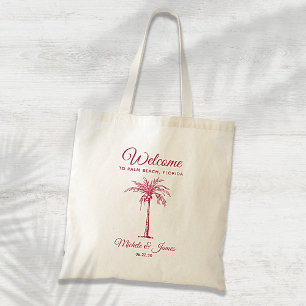 Tote Bag Mariage Moderne Bienvenue Arbre Palmier Tropical M