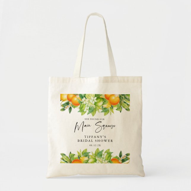 Tote Bag Mariage Moderne d'Été Oranges Citron Citrus (Devant)
