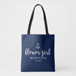 Tote Bag Mariage Naudtique Ancre Blanche Fille de Fleurs Pe