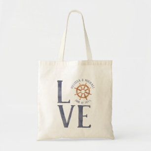 Tote Bag Mariage nautique Love Aquarelle Typographie