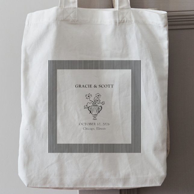 Tote Bag Mariage noir et blanc élégant (Créateur téléchargé)