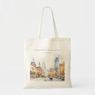Tote Bag Mariage Paysage Aquarelle à Indianapolis, Indiana