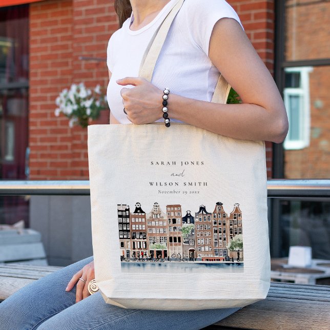 Tote Bag Mariage paysager du canal néerlandais d'Amsterdam (Créateur téléchargé)