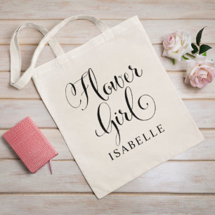 Tote Bag Mariage personnalisé Flower Girl Black Script