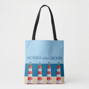 Tote Bag Mariage plage Mère Groom phares sable mer.