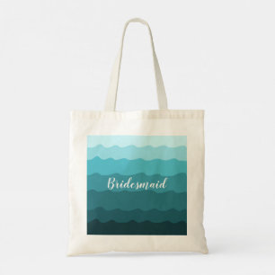 Tote Bag Mariage plage Vagues Bleues Bridesmaid avec nom