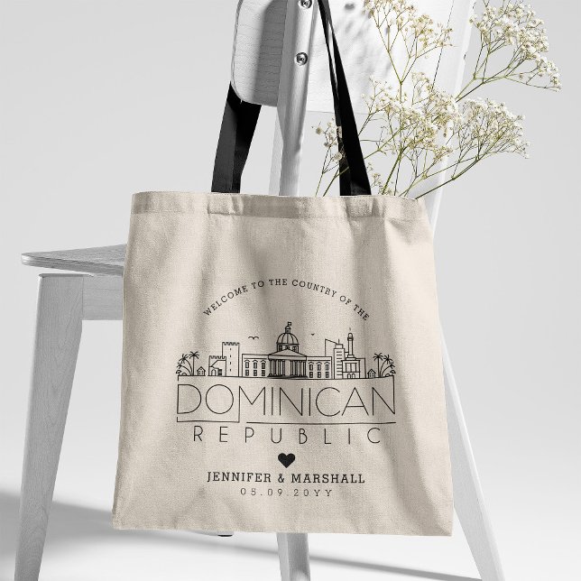 Tote Bag Mariage République dominicaine | Skyline stylisée (Créateur téléchargé)